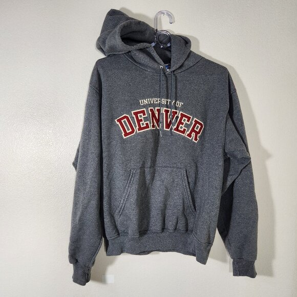 Champion Tops - Champion University of Denver Grey Hoodie Sweatshirt Size M